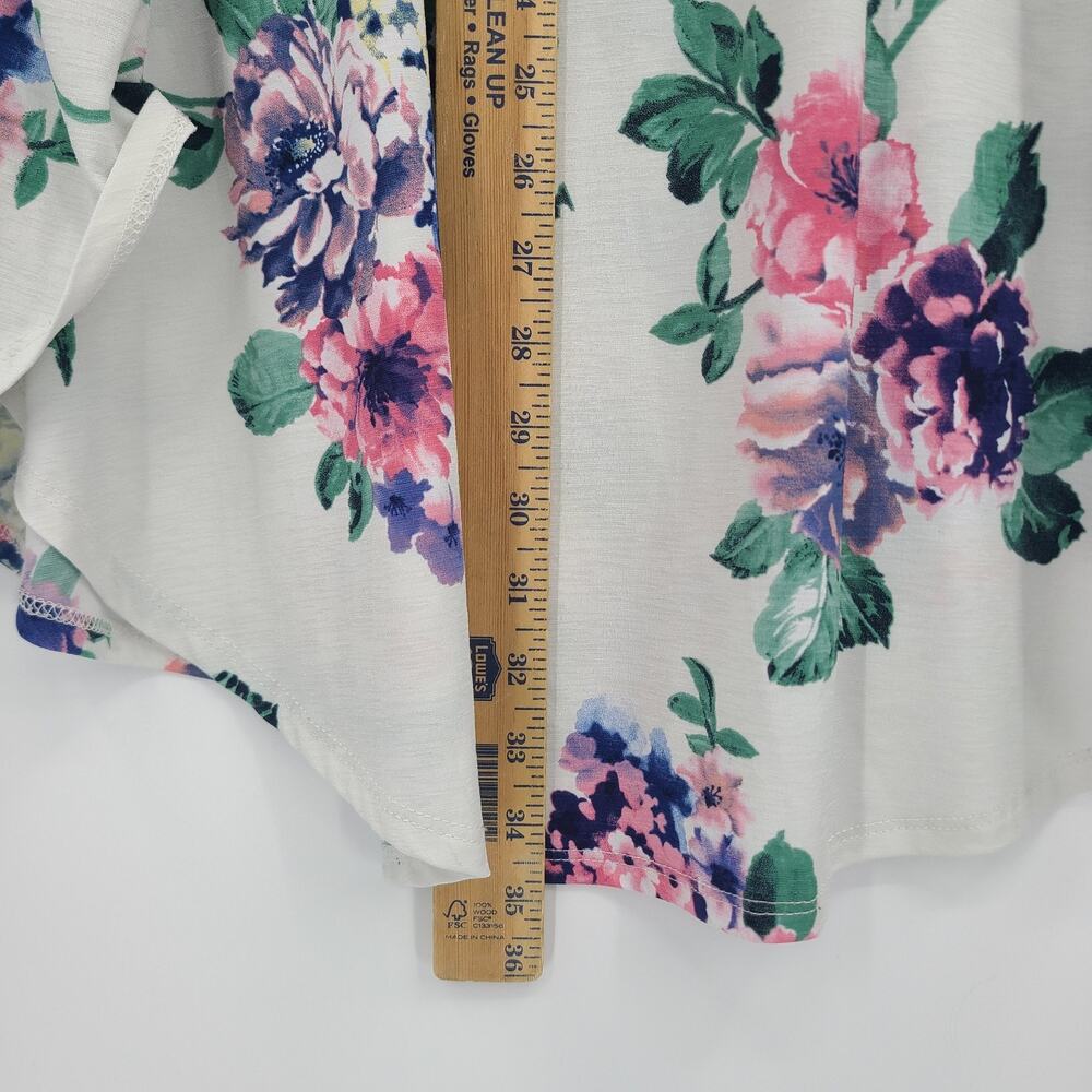 Beeson River Plus Top White Pink Floral Bell Sleeve Boho Cottagecore Size 3X - Picture 7 of 8